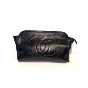 CHANEL CC Logo Long Wallet Black Patent Leather With Authentication Card